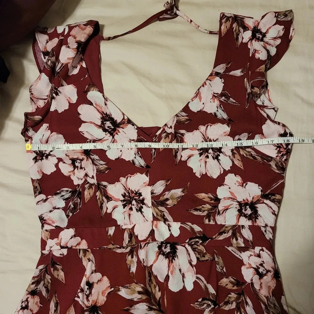 Jack by BB Dakota burgundy flower moves mini dress - Picture 5 of 6